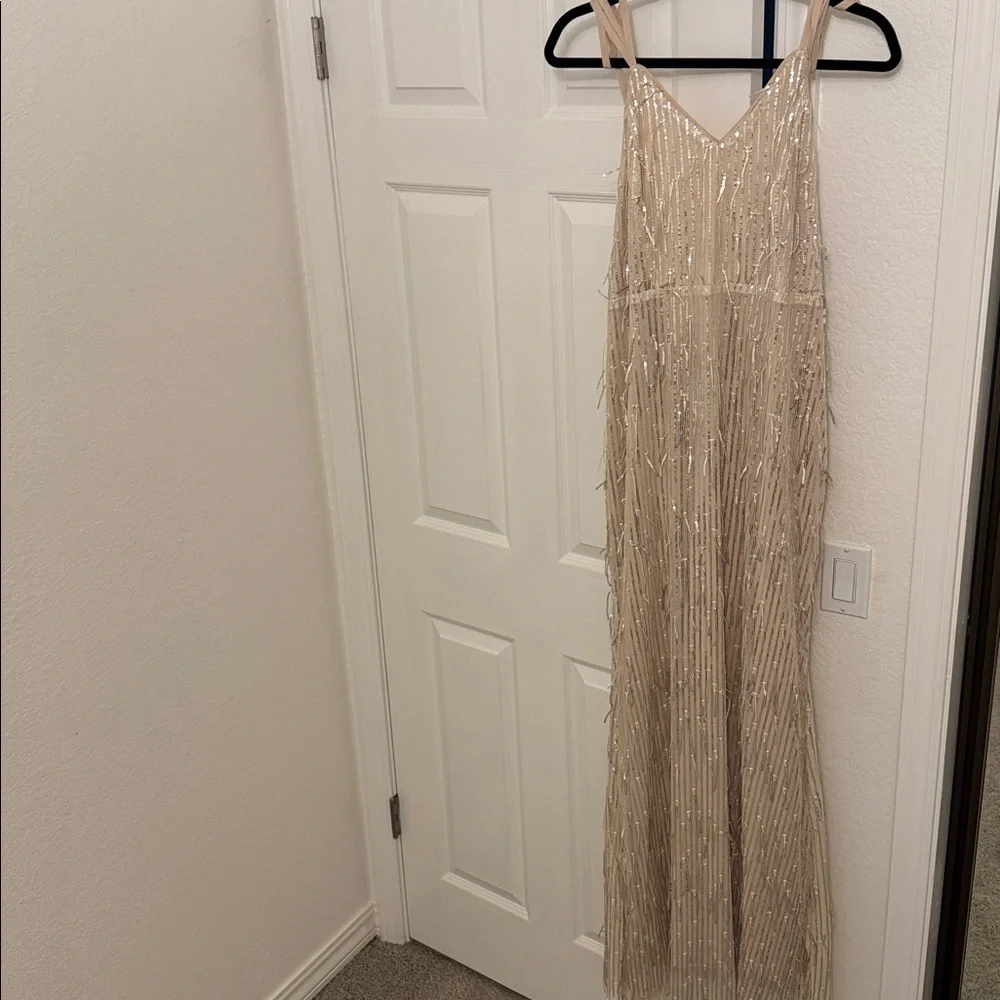 Rebdolls Champagne Sequin Fringe Maxi Dress - Picture 1 of 5